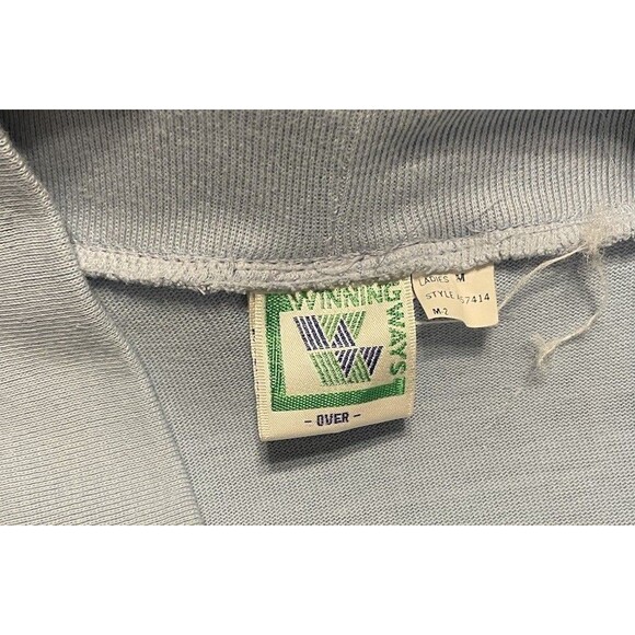Vintage Ladies Winning Ways Sz M Baby Blue Snap Cardigan Sweater Vest Taiwan ROC - Picture 2 of 8